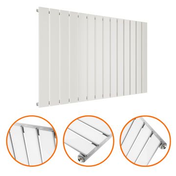 635 x 980mm White Single Flat Panel Horizontal Radiator 