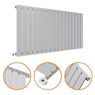 635 x 1190mm Electric Feather Grey Single Flat Panel Horizontal Radiator