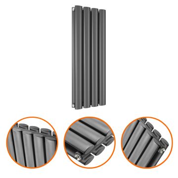 635 x 236mm Anthracite Double Oval Tube Horizontal Radiator 