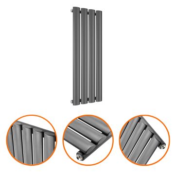 635 x 236mm Anthracite Single Oval Tube Horizontal Radiator 