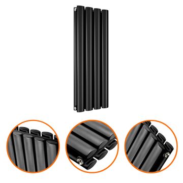 635 x 236mm Black Double Oval Tube Horizontal Radiator 