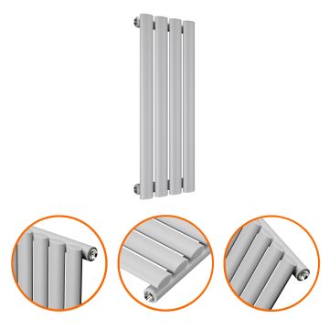 635 x 236mm Feather Grey Single Oval Tube Horizontal Radiator 