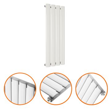 635 x 236mm White Single Oval Tube Horizontal Radiator 