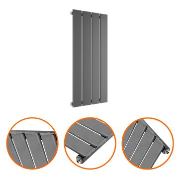 635 x 280mm Anthracite Single Flat Panel Horizontal Radiator 