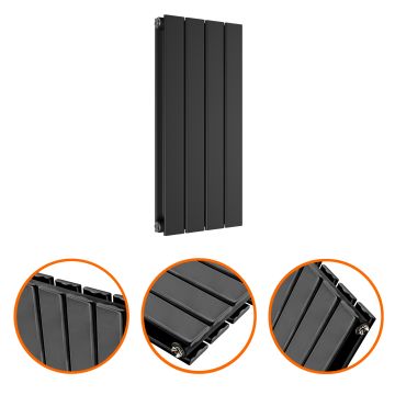 635 x 280mm Black Double Flat Panel Horizontal Radiator 
