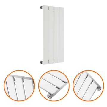 635 x 280mm White Single Flat Panel Horizontal Radiator 