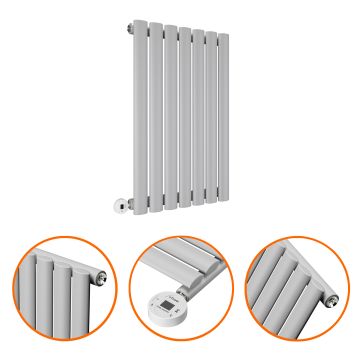 635 x 415mm Electric Feather Grey Single Oval Panel Horizontal Radiator