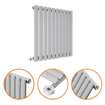 635 x 595mm Electric Feather Grey Single Oval Panel Horizontal Radiator