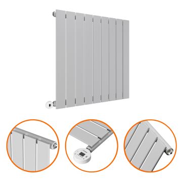 635 x 630mm Electric Feather Grey Single Flat Panel Horizontal Radiator