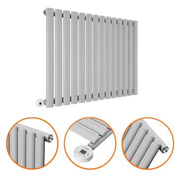 635 x 834mm Electric Feather Grey Single Oval Panel Horizontal Radiator
