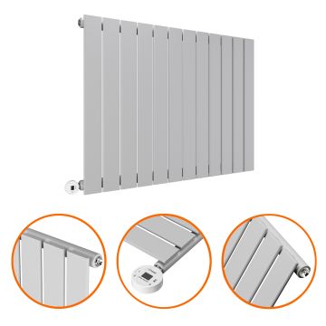 635 x 840mm Electric Feather Grey Single Flat Panel Horizontal Radiator