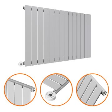635 x 980mm Electric Feather Grey Single Flat Panel Horizontal Radiator