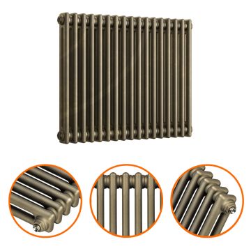 600 x 788mm Antique Brass Horizontal Traditional 2 Column Radiator