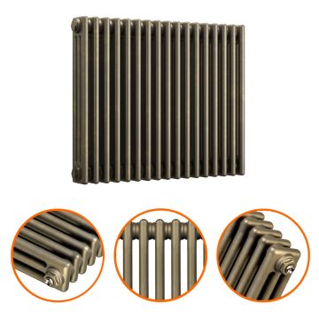 600 x 788mm Antique Brass Horizontal Traditional 3 Column Radiator