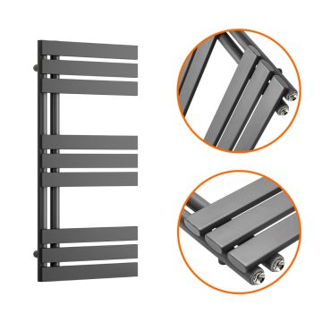 850 x 400mm Anthracite Flat Panel Bathroom Towel Radiator