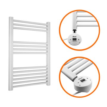 800 x 600mm Electric White Heated Towel Rail