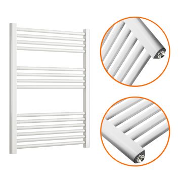 800 x 400mm Straight White Heated Towel Rail