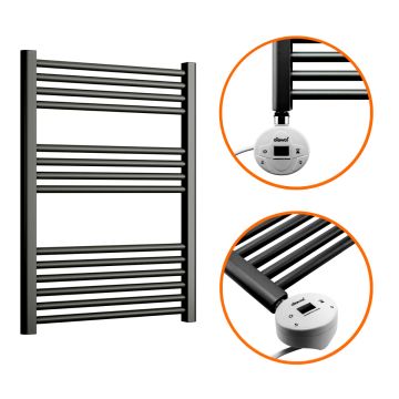 800 x 600mm Electric Black Heated Towel Rail