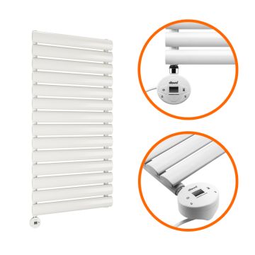 834 x 400mm Electric White Single Oval Panel Vertical Radiator