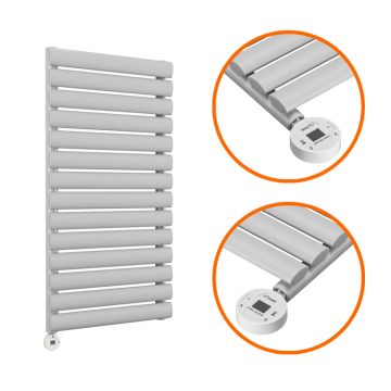 834 x 400mm Electric Feather Grey Single Oval Panel Vertical Radiator