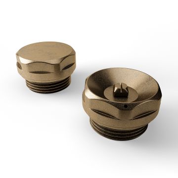 1/2" Antique Brass Radiator Bleed Valve & Blanking Plug Set