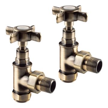 Traditional Brass Radiator Valves, Angled Fitment