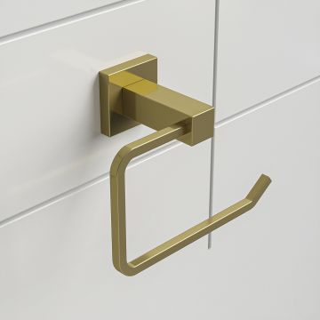 Modern Brushed Brass Toilet Roll Holder, Square Design