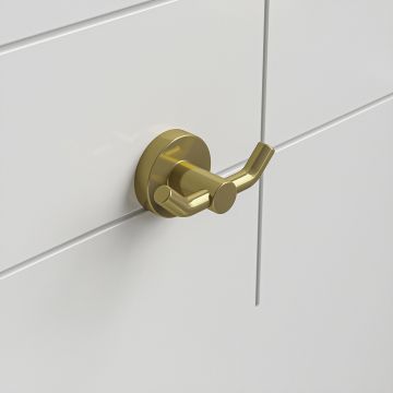 Modern Brushed Brass Towel / Dressing Gown Holder, Round Design
