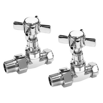 Traditional Chrome Radiator Valves, Straight Fitment