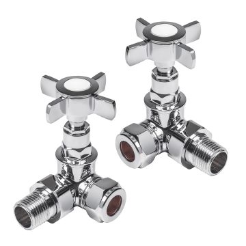 Traditional Chrome Radiator Valves, Corner Fitment