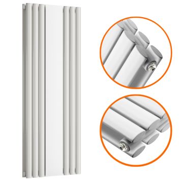 1800 x 531mm White Vertical Radiator With Mirror, Double Panel 