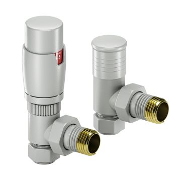 Modern Feather Grey Thermostatic Radiator Valves, Angled Fitment