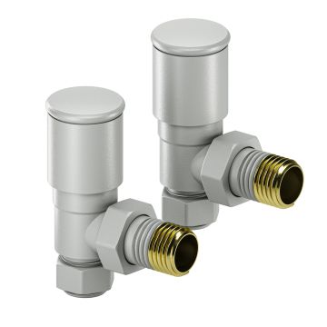 Modern Feather Grey Radiator Valves, Angled Fitment