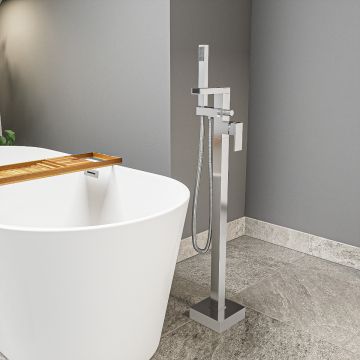 Alamere Chrome Floor Mounted Freestanding Waterfall Bath Shower Mixer