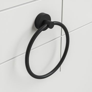 Modern Black Towel Holder / Ring, Round Design