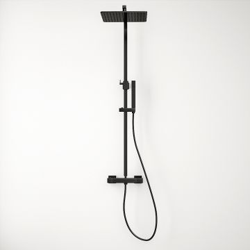 Lucerne Black Thermostatic Shower, Square Head