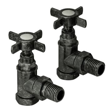 Traditional Pewter Radiator Valves, Angled Fitment
