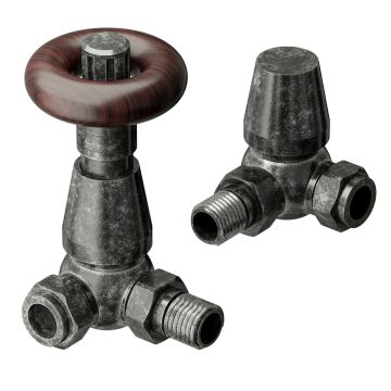 Traditional Pewter Thermostatic Radiator Valves, Corner Fitment