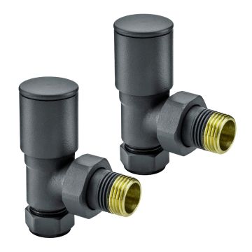 Modern Anthracite Radiator Valves, Angled Fitment