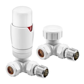 Modern White Thermostatic Radiator Valves, Corner Fitment