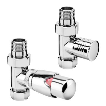 Modern Chrome Thermostatic Radiator Valves, Straight Fitment