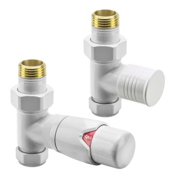 Modern White Thermostatic Radiator Valves, Straight Fitment