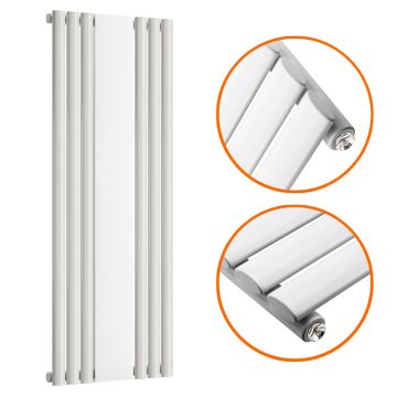 1800 x 531mm White Vertical Radiator With Mirror, Single Panel 