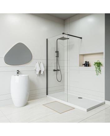 Black Wetroom / Walk-In Shower Screen, 2000 (H) x 1000mm (W)