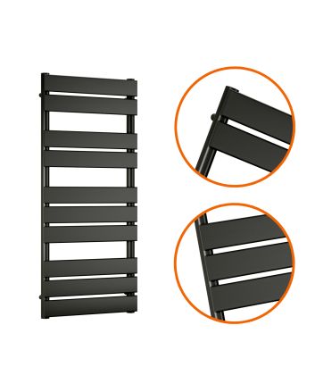 1000 x 450mm Black Heated Towel Rail, Bathroom Radiator