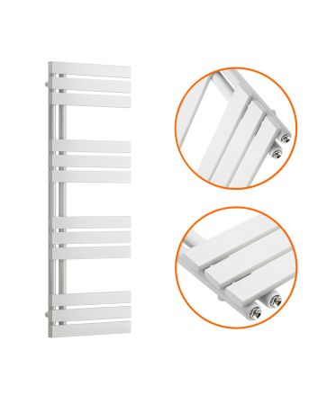 1180 x 400mm White Flat Panel Bathroom Towel Radiator