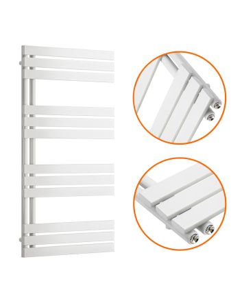 1180 x 600mm White Flat Panel Bathroom Towel Radiator