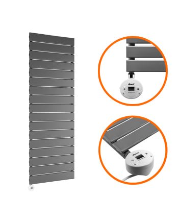 1190 x 400mm Electric Anthracite Single Flat Panel Vertical Radiator