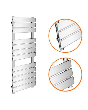 1200 x 450mm Flat Panel Chrome Ladder Towel Radiator