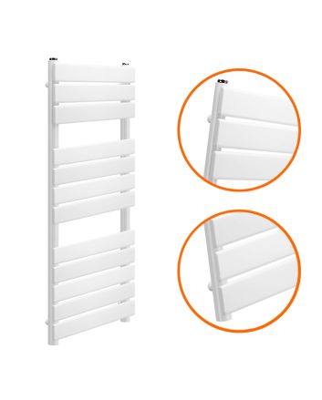 1200 x 450mm White Heated Towel Rail, Bathroom Radiator